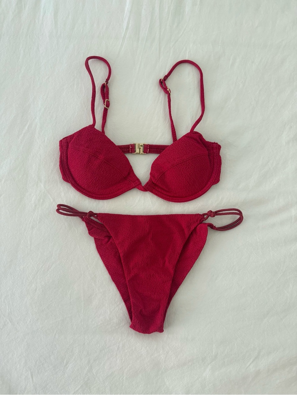 Women’s Red Bikini Set - Classic Push-Up Top and Side-Tie Bottom